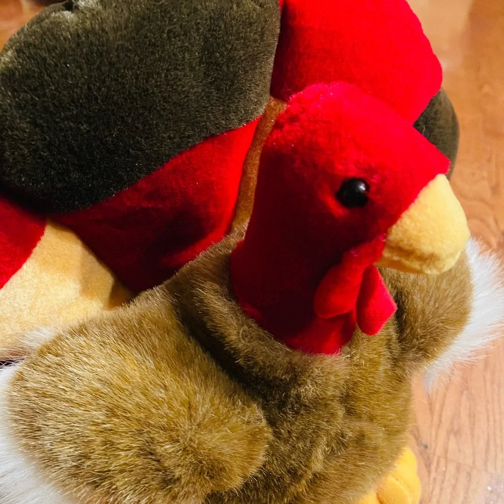 Vtg MTY international turkey plush 12”X15” multicolored Thanksgiving
